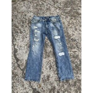 Salvage Buckle Jeans Mens 32x30 Blue Denim Pants Mayhem Straight Distressed